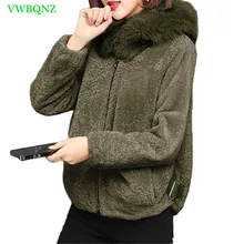 Fur Story, Женская Шуба с имитацией овечьей шерсти, зимняя куртка с капюшоном, женская шуба из овчины, большие размеры, A760