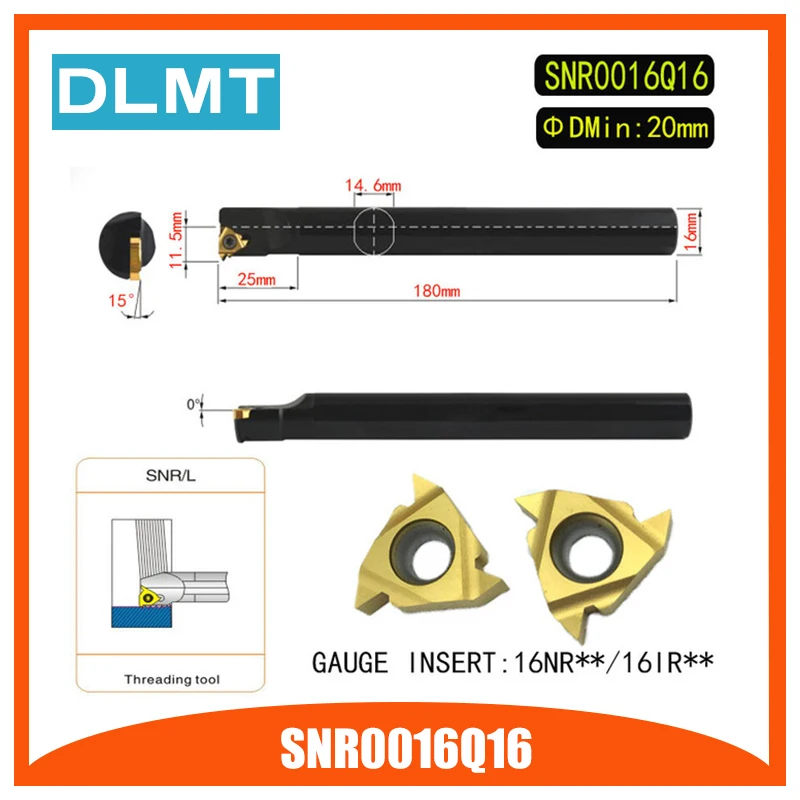 

SNR0016Q16 Internal Threading Tools Lathe Index Threading Turning Tool Holder For 16IR AG60 16NR AG60 AG55 Insert Right Hand