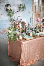 120×200 cm Pailletten RECHTECKIGE Tischdecke-Rose Gold Pailletten Tischtuch für Hochzeit Dekoration