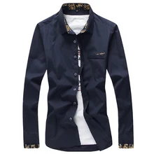 Для мужчин Сорочки выходные для мужчин Бизнес Формальные карман украшение мужчины социальной длинным рукавом Однотонная одежда Рубашки Для Мальчиков Большой Размеры 4xl