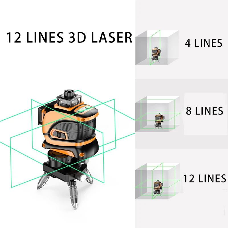 Prostormer 3D 12 линий Лазерные уровни профессиональные лазеры луч 360 горизонтальный вертикальный крест лазерный уровень инструменты