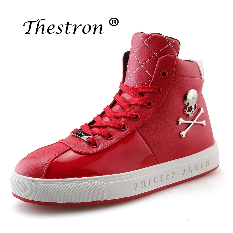 

2018 New Arrival Man Pu Leather Shoes Skull Hot Sale Brand Patent Leather Shoe Autumn Winter Comfortable Casual Leather Shoe Men