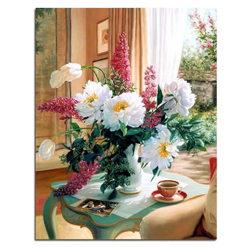 

Paint By Number,Abstract Picture,Blooming Flower,Canvas Painting Coloring By Numbers