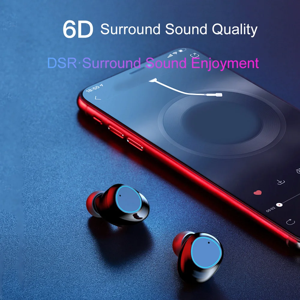 TWS Bluetooth 5 0 наушники настоящие беспроводные спортивные шумоподавление Гарнитура