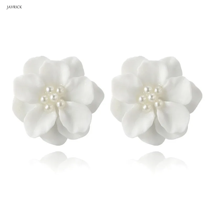 

Elegant Resin White Camellia Flower Petals Earrings For Women Fashion Jewelry
