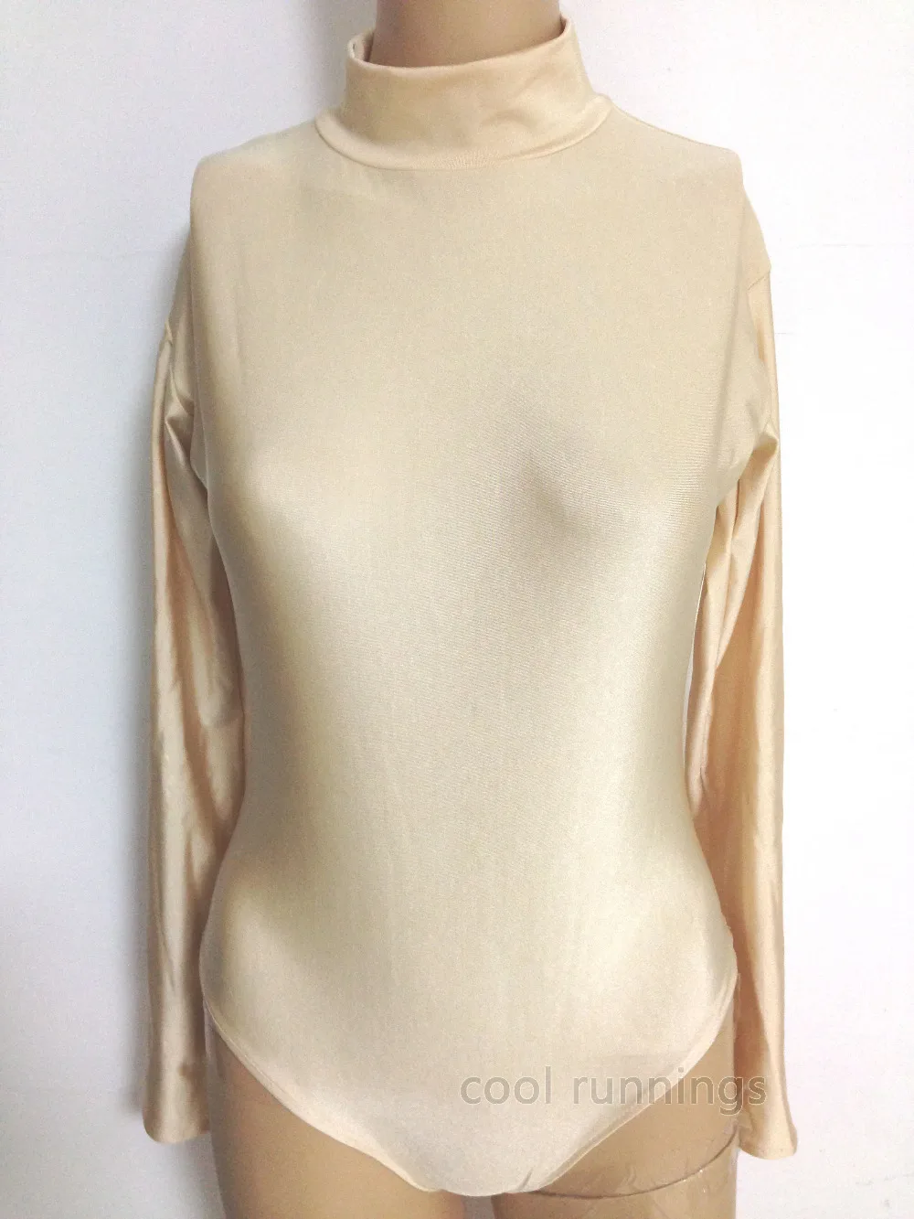 

Adult Flesh Nude Lycra Spandex Turtleneck Long Sleeve Zentai Costume Dancewear Unitard leotard
