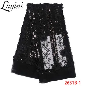 

Black African Laces with Sequins French Tulle Mesh Lace Fabric High Quality Sequin Lace Fabric for Wedding Party Dress L2631B-1