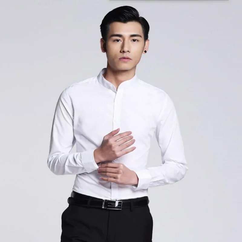 Newest style men shirt simple fashion groom shirt prom white tailor ...