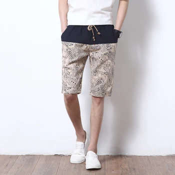 

Summer 2019 Shorts Men Fashion Printed Mens Beach Shorts Causal Drawstring Fitness Male Board Shorts Linen Mens Joggers Shorts