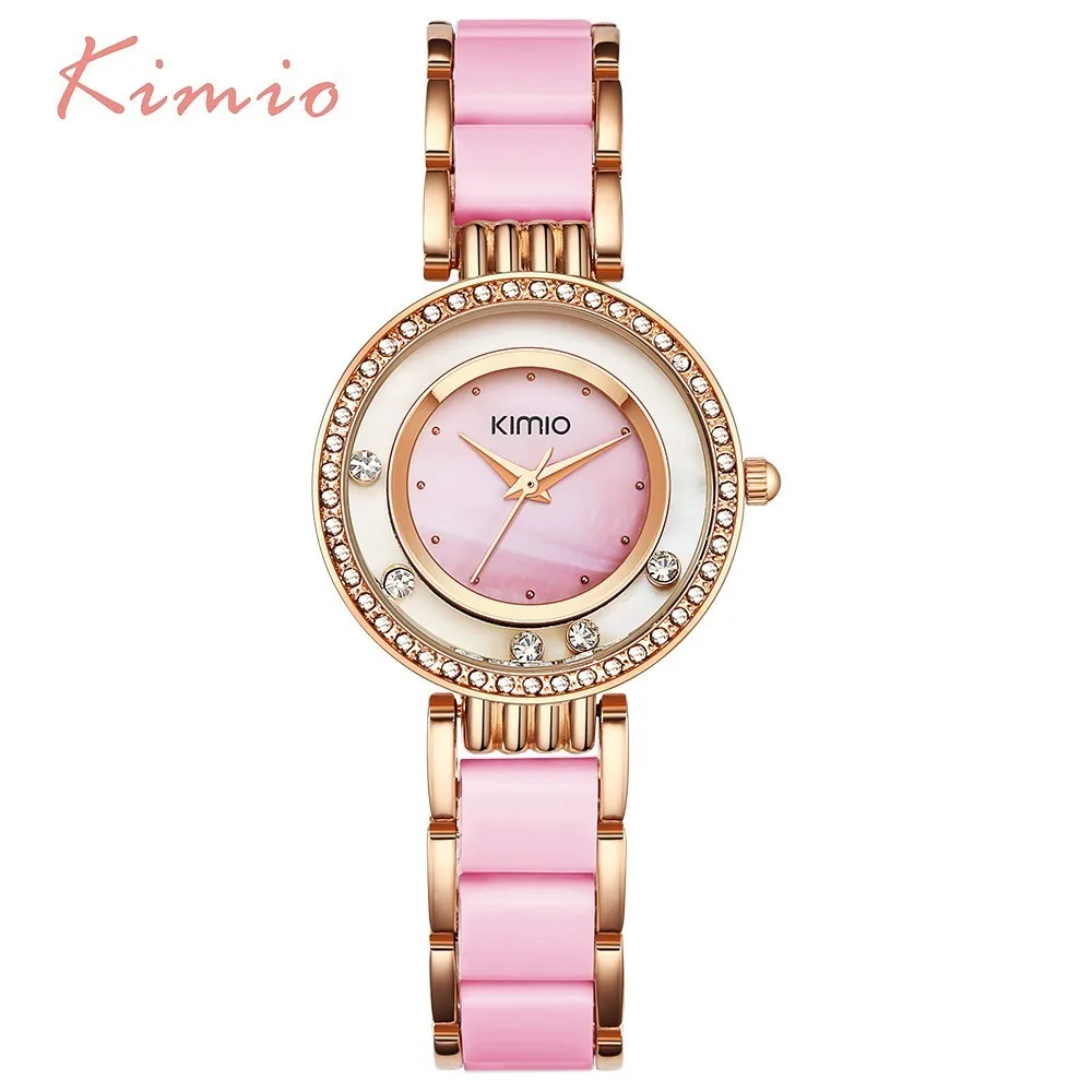 KIMIO Rolling Diamond часы Женское платье розовое золото модные женские часы люксовый бренд женские часы браслет часы женские кварцевые