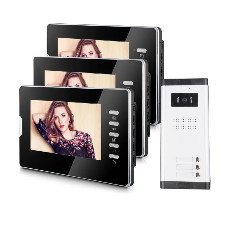 FREE SHIPPING New 7 Screen Video Intercom font b Door b font Phone Kit 3 Monitors