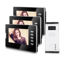 ENVÍO de la Nueva 7 “pantalla de Vídeo Teléfono de Puerta de Intercomunicación Kit + 3 Monitores + 1 Cámara A Prueba de agua para 3 Apartamento En Stock