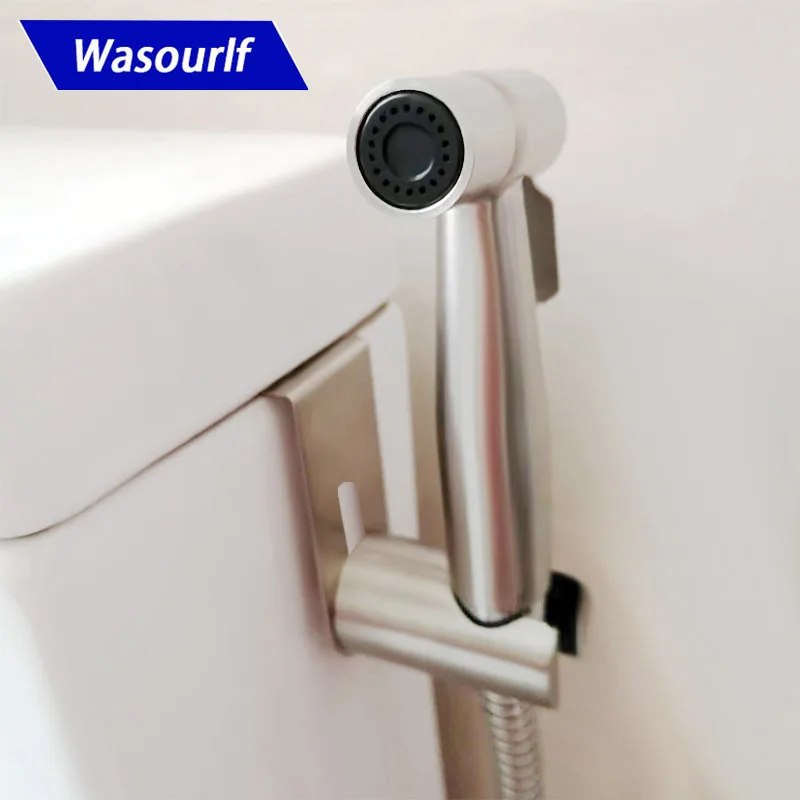 Wasourlf Туалет Биде ручной опрыскиватель пистолет Нержавеющая сталь 1,5 м шланг для душа и держатель и латуновый клапан Ванная комната