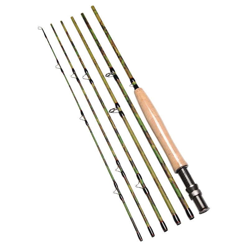 2.7M/9FT 6pcs 5/6 Fly Fishing Rod IM7 Carbon Travel Fly Rod Camouflage