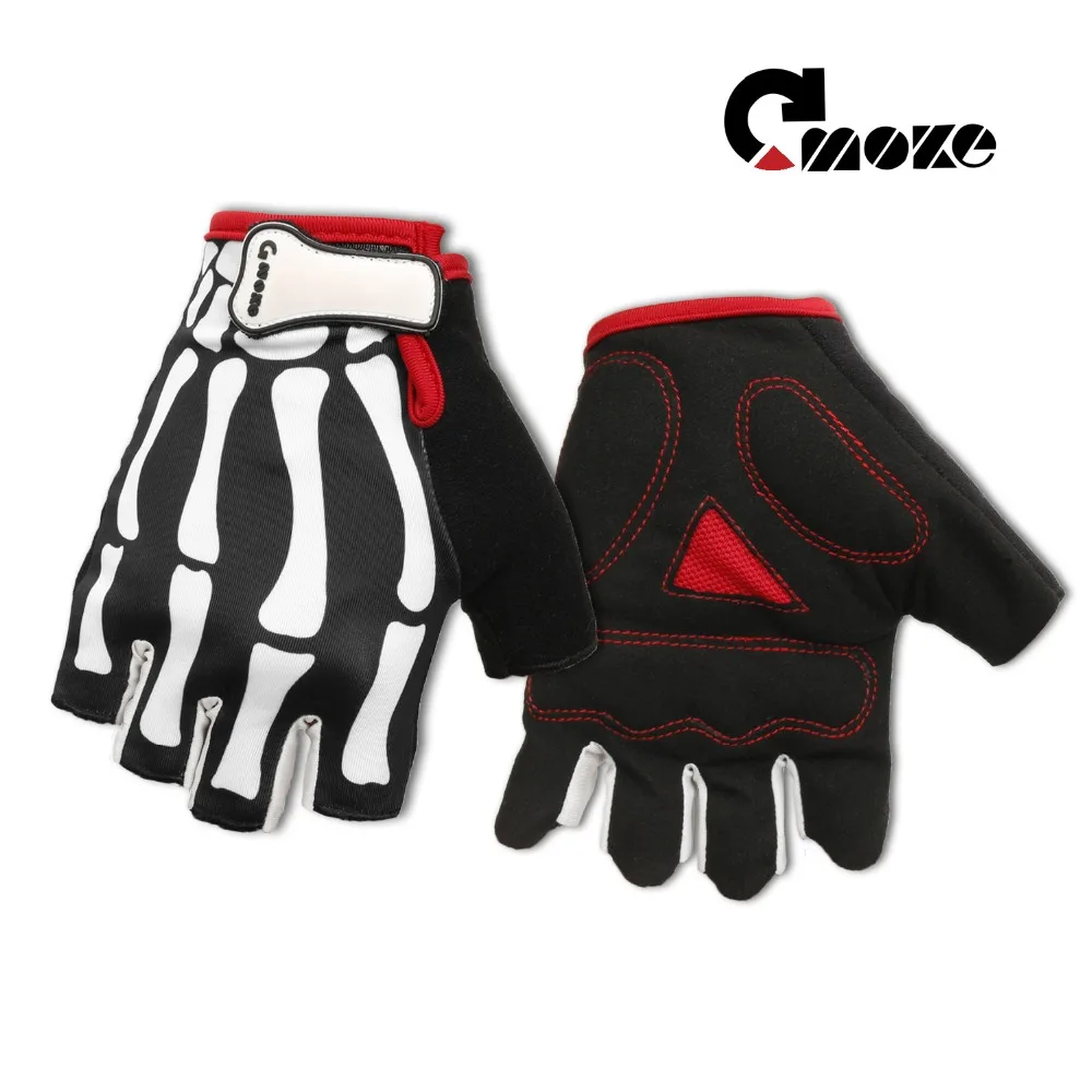 

MOKE Unisex Breathable Bicycle Cycling Half Finger Gloves 3D Skeleton Bone Printed Anti-Skid Shock-proof MTB Bike Gloves