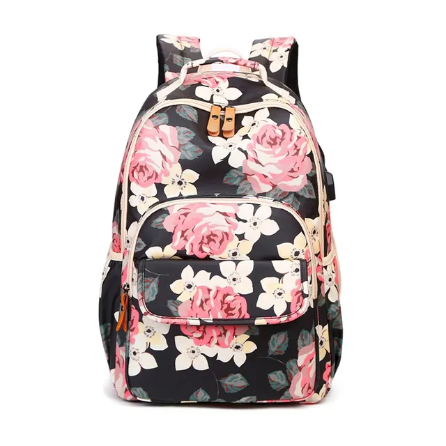 OKKID kids pink flower backpack floral school bags for teenage girls book bag cu&hellip;