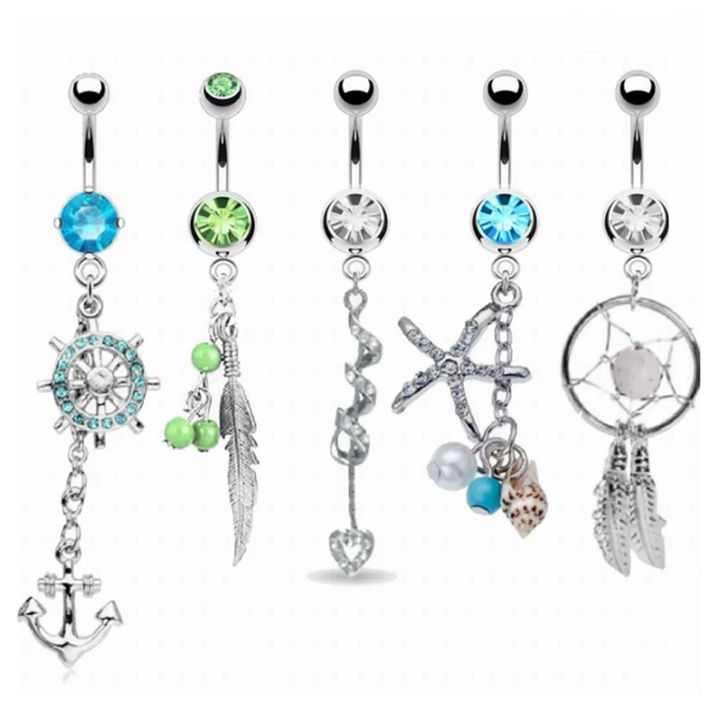 Buy 5pcs/set Navel Piercing Rings Belly Bars Belly