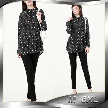 

Women Polka Dot Blouse Long Sleeve Plus Size 6XL Womens Tops and Blouses Blusa Feminina Middle East Dubai Muslim Blouse