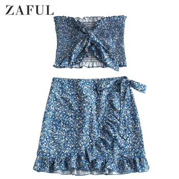 

ZAFUL Tiny Floral Smocked Ruffles Skirt Set