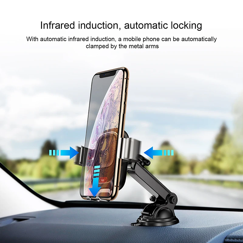 Baseus Qi Car Wireless Charger For iPhone Xs Max Xr X Samsung S10 S9 Intelligent Infrared Fast Wirless Charging Car Phone Holder Baseus Qi Car Wireless Charger For iPhone Xs Max Xr X Samsung S10 S9 Intelligent Infrared Fast Wirless Charging Car Phone Holder