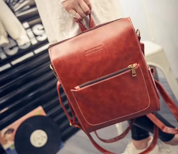 Hot Summer Brand Vintage Backpack Women Pu Leather Womens Zipper Backpack High Quality Softback With Bear