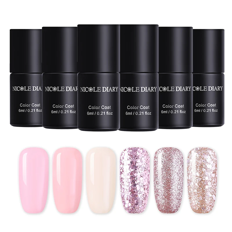 

NICOLE DIARY 6ml Rose Gold Nail Gel Polish Nail Art Gel 6 Colors UV Gel For Nail Soak Off Lacquer Tips DIY Decoration