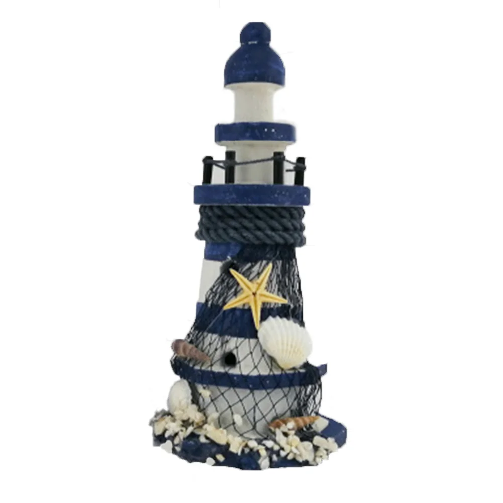 

Gift Beacon Desktop Lighthouse Wooden Beach Bedroom Shell Light Tower Handmade Craft Decoration Home Ornament Nautical DIY