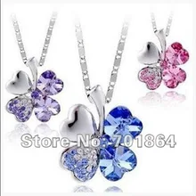 20 шт./партия, смешанные цвета,, модные ювелирные изделия 2012, дизайн, четырехлистный клевер, кулон, ожерелье, прекрасный Шарм, подвеска