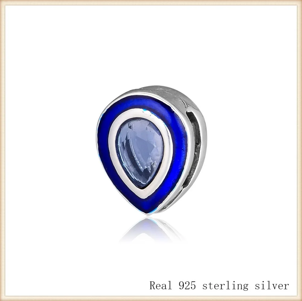 

Beads 100% 925 Sterling Silver Reflexions Dazzling Blue Droplet Clip Charm for Jewelry Making Fit Reflexions Bracelets DIY SC080