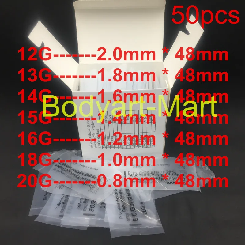 Buy 50PCS Body Piercing Needles U Pick Size Sterilized