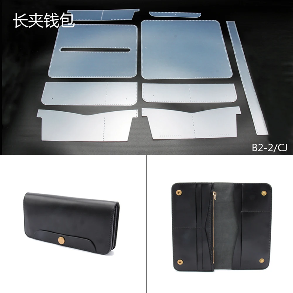 $12.22 DIY leather craft women man long wallet PVC die cutting template sewing pattern 1 set