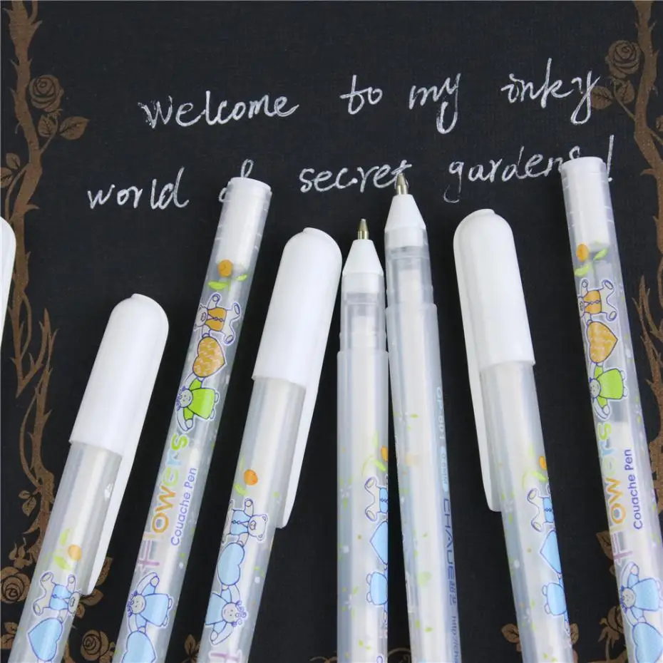 

1 Pc 0.8mm White Ink Color Photo Album Gel Pen Stationery Office Learning Cute Pen Unisex Pen Wedding Pen Gift For Kids