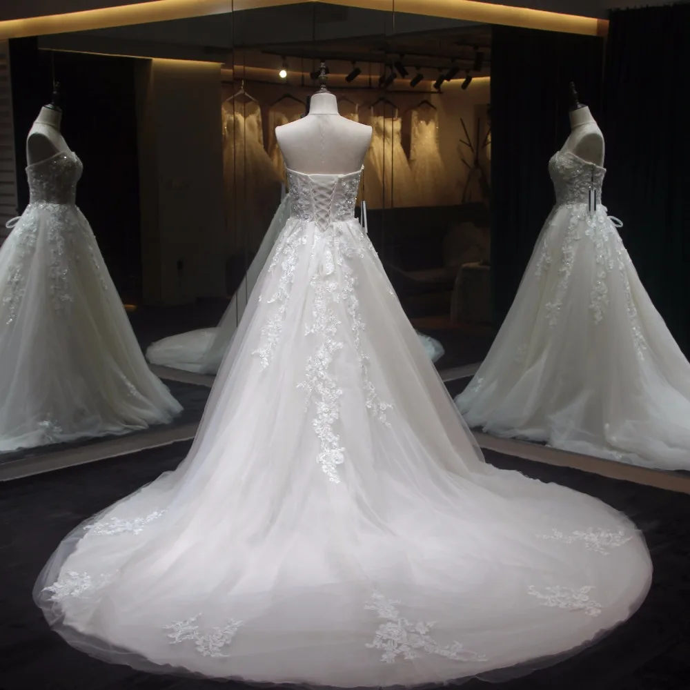 Casamento Великолепный корсет Свадебные платья 2018 аппликация Бисер Тюль свадебное платье Милая платье невесты