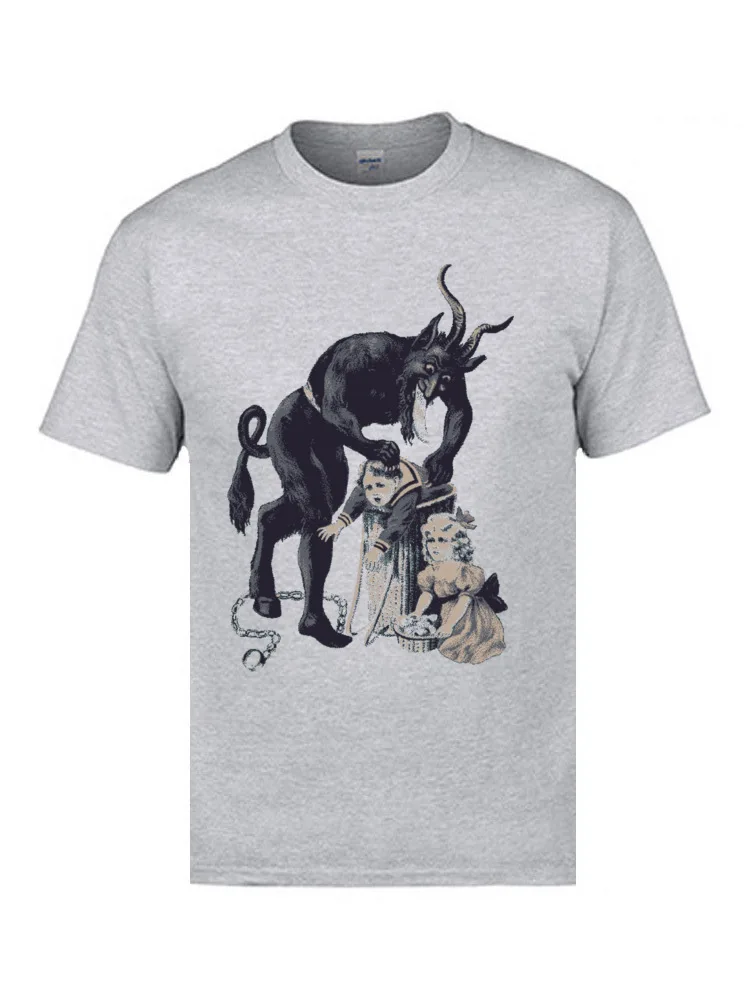 Merry Christmas from Krampus 8379 T-shirts New Coming comfortable Cotton Crew Neck Men's Tops T Shirt Tops Tees VALENTINE DAY Merry Christmas from Krampus 8379 grey