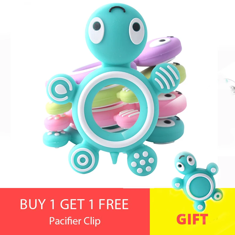

Baby Teether Turtle Cute Tortoise Silicone Pendant Teething DIY Mini Beads BPA Free Cartoon Best Silicone Teether Free Gift