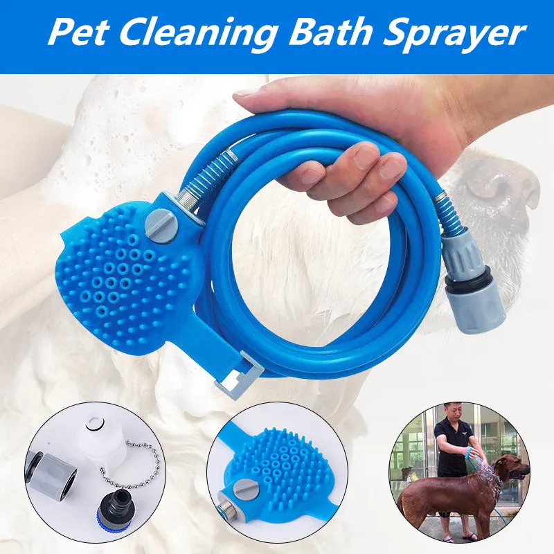 Multifuctional Silicone Pet Bath Brush Sprayer Cat Dog Bath Washing