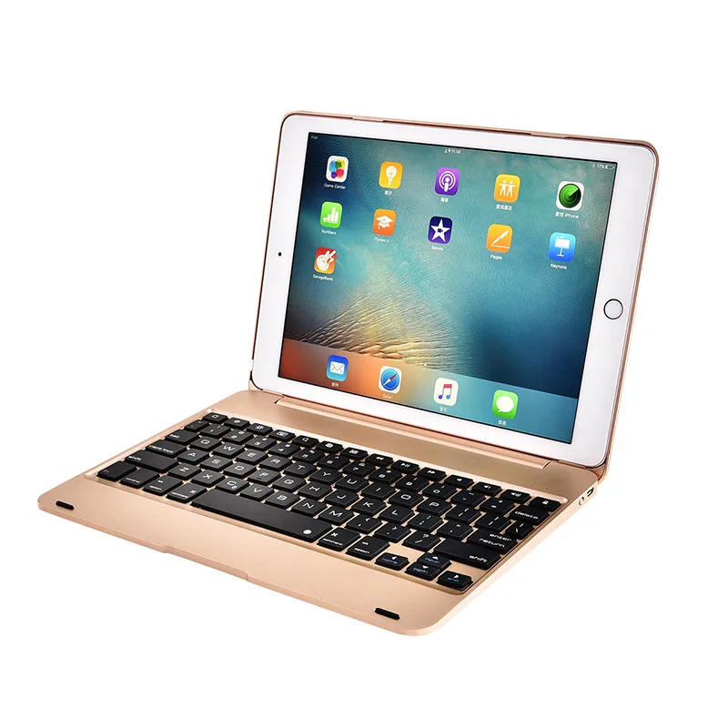 New Bluetooth Keyboard Case Cover For IPad pro 9.7 For IPad air 1 2 Stand Shell Bluetooth Automatic Connection Wireless Keyboard - Цвет: Золотой