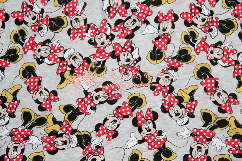 

Cartoon Cute Minnie Mouse Expression Elasticity Cotton Fabric Sewing Patchwork Baby Clothes Pajamas Handmade DIY Textile Gift