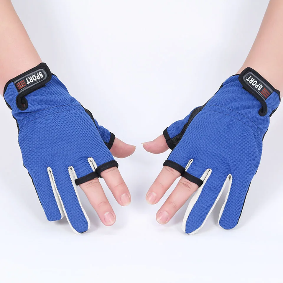 

1 Pair Outdoor Fishing Gloves Anti-Slip Breathable Gloves For Fishing Cycling Climbing 3 Finger Cut Wear-resisting Gloves
