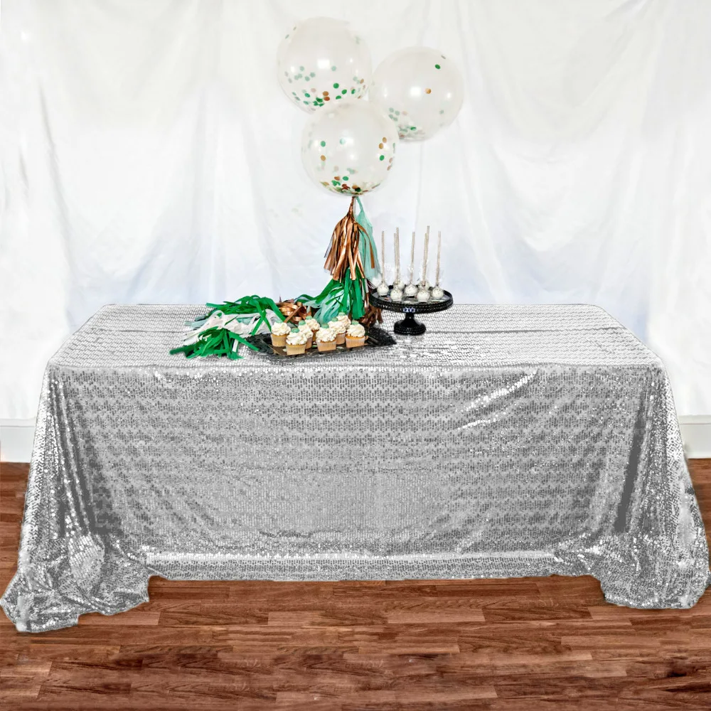 SILVER SEQUIN TABLECLOTH, Silver Wedding Tablecloth, Silver Glitter