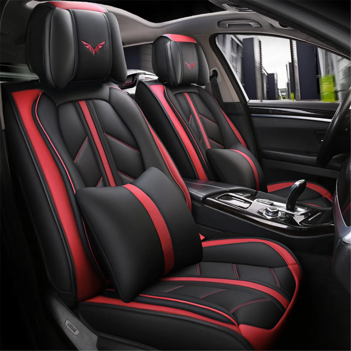 13Pcs Deluxe 5-Seats Car PU Leather Full Surround Seat Cover Cushion Mat Set US