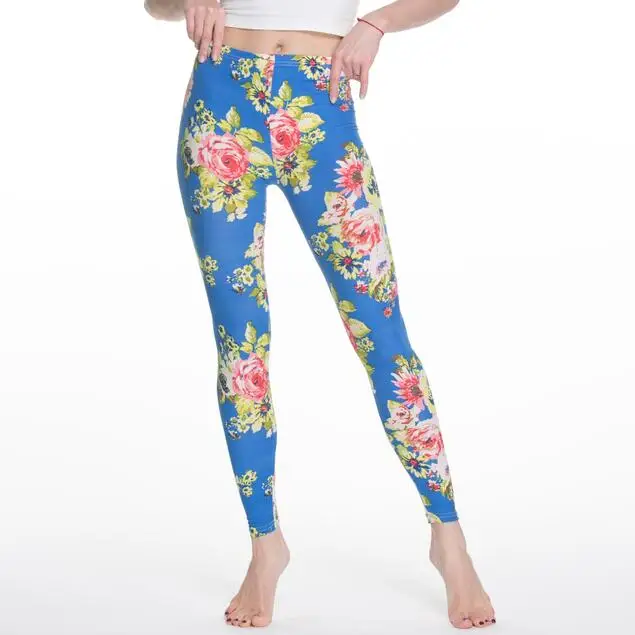 Женские леггинсы с цветочным принтом размера плюс, Тонкие штаны в клетку, модная одежда, брюки - Цвет: 22