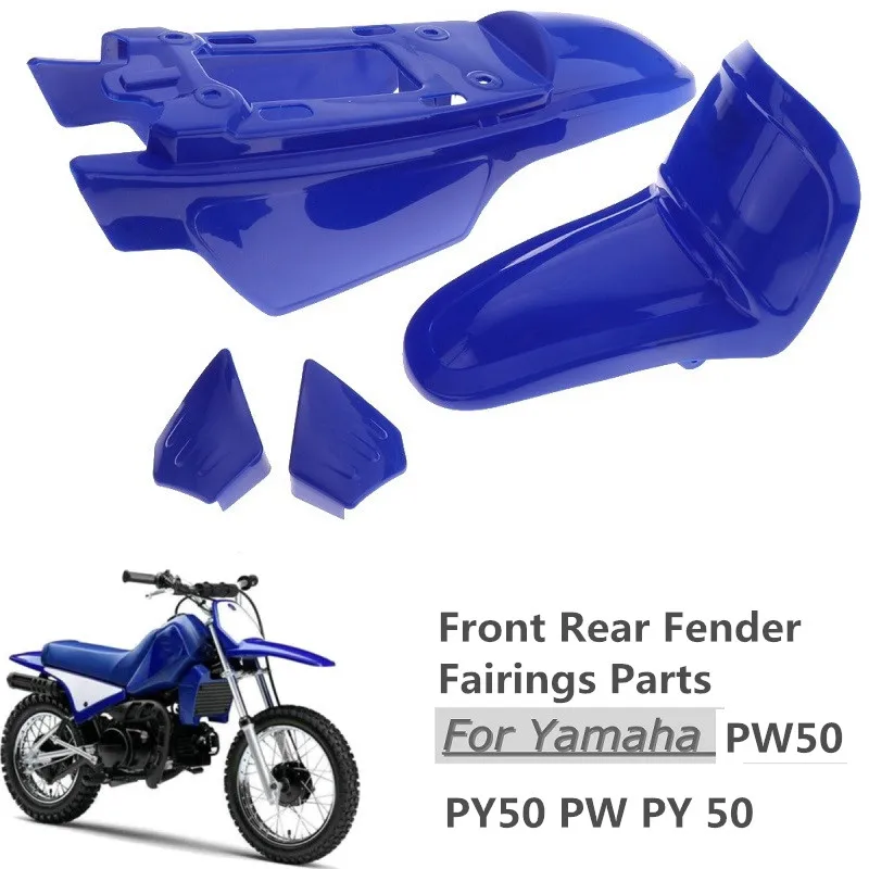 1 Set Plastic Motorcycle Front Rear Fender Mudguard Direct Replacement Fender Fairings Parts for Yamaha PW50 PY50 -Blue