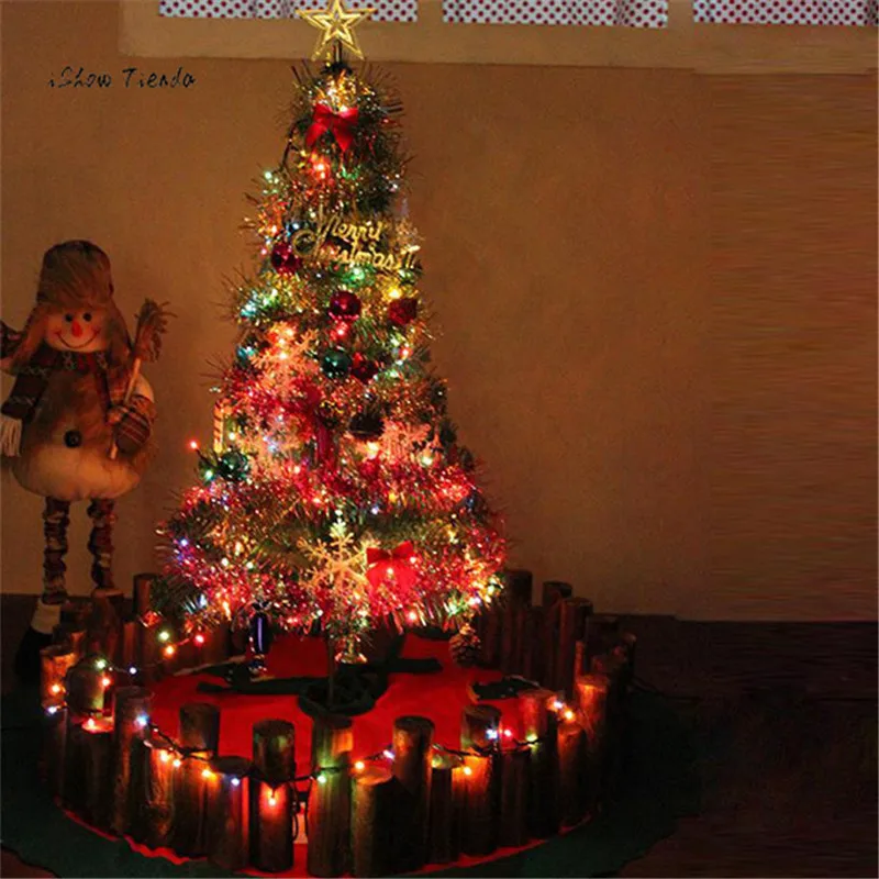 

ISHOWTIENDA Creative Christmas Decorations Artificial Christmas Tree LED Multicolor Lights Holiday Decor Fake Christmas Tree