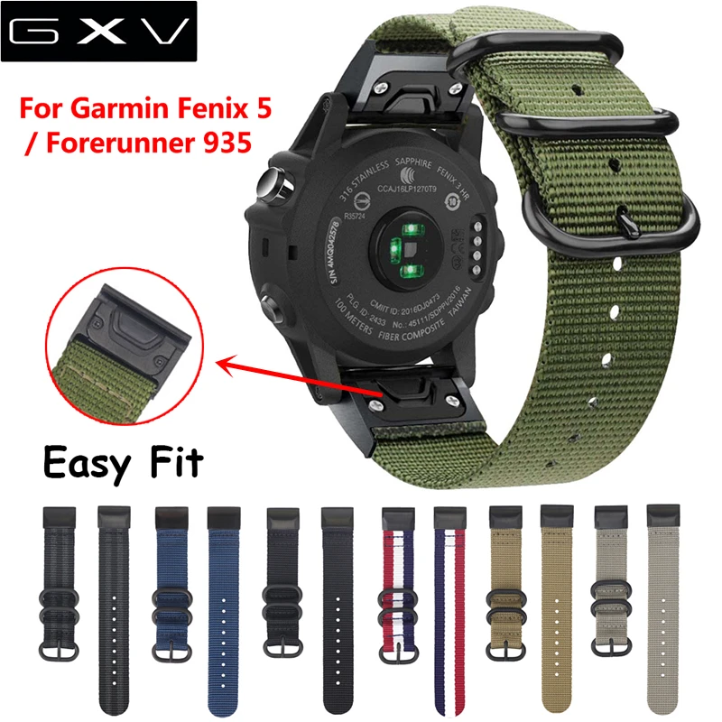 GXV, легко облегающий нейлоновый ремешок Nato премиум класса для Garmin Fenix 5/Forerunner 935, ремешок для часов, быстросъемный сменный Браслет