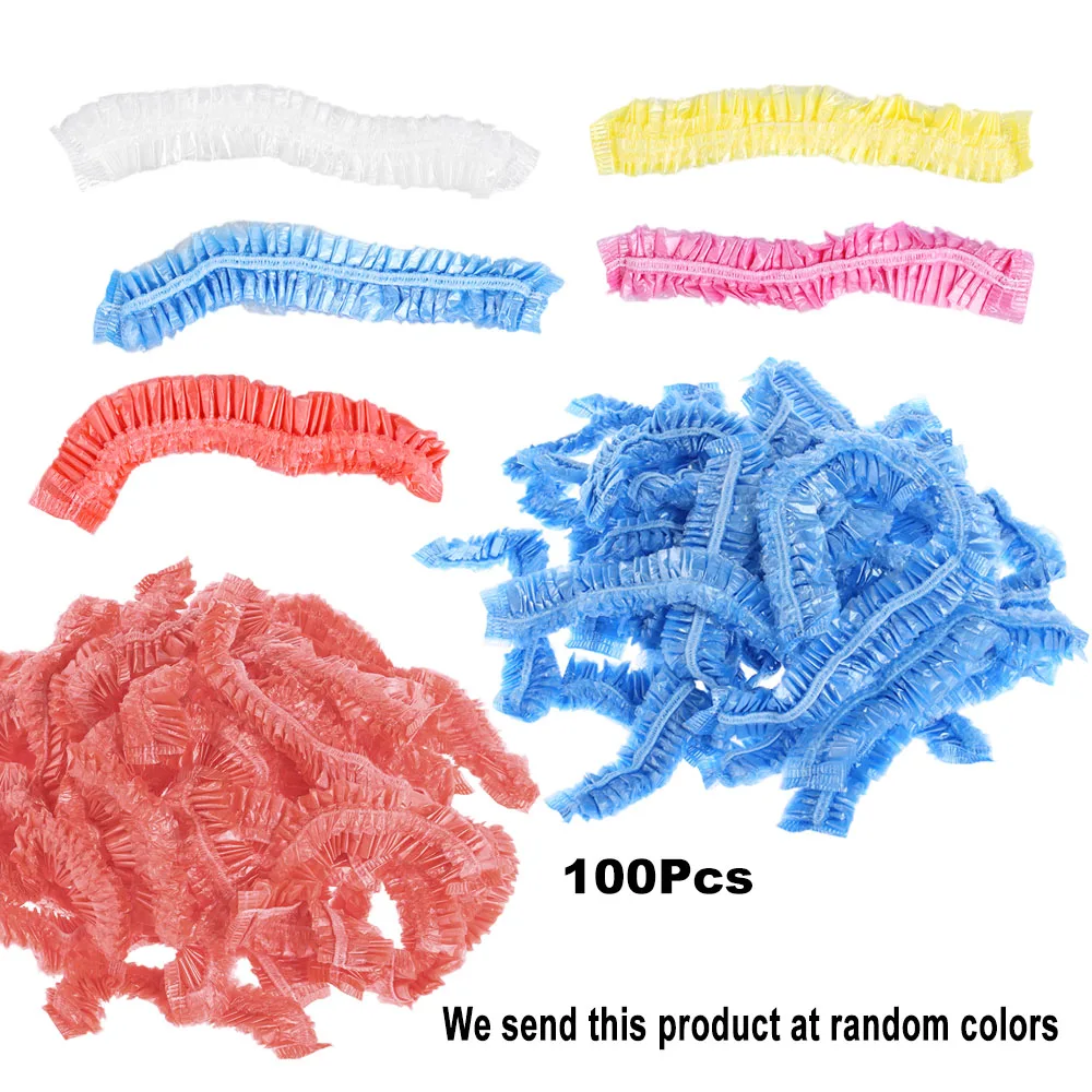 

100Pcs Disposable Hair Hat Pro Make Up Applies Waterproof Head Cover Hat Elastic Hat for Showering Eyelash Eyebrow Tattooing
