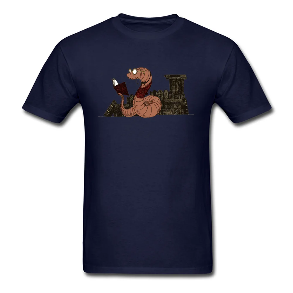 Company Men's Top T-shirts O-Neck Short Sleeve Cotton Bookworm Tops Tees Custom Tops Shirts Drop Shipping Bookworm navy