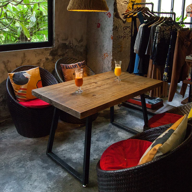 Louis Fashion Cafe Tables American Solid Wood Industrial Style Furniture Old And Simple Desk Iron Art Ancient Coffee Cafe Tables Aliexpress