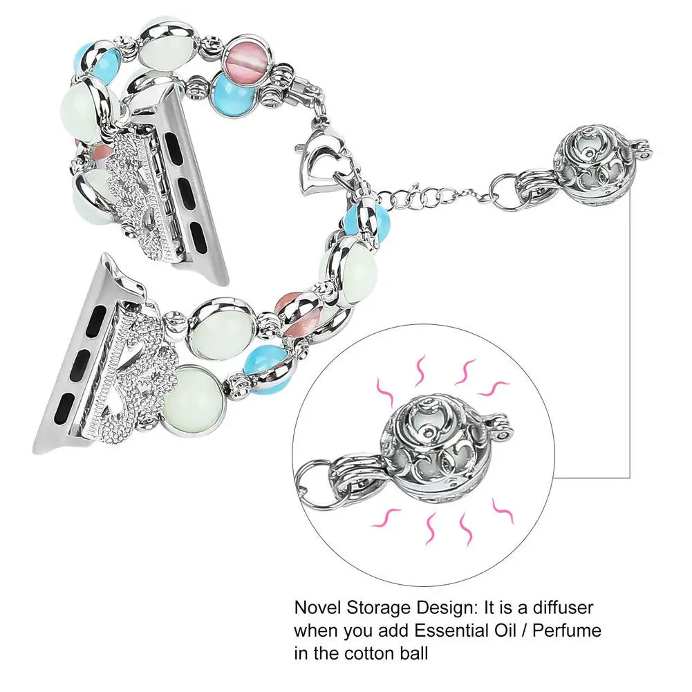 New Design Beads Bracelet Strap for Apple Watch Series 4 3 2 1 Luminous Beads Watch Band for iWatch 38/40/42/44mm Women Girls