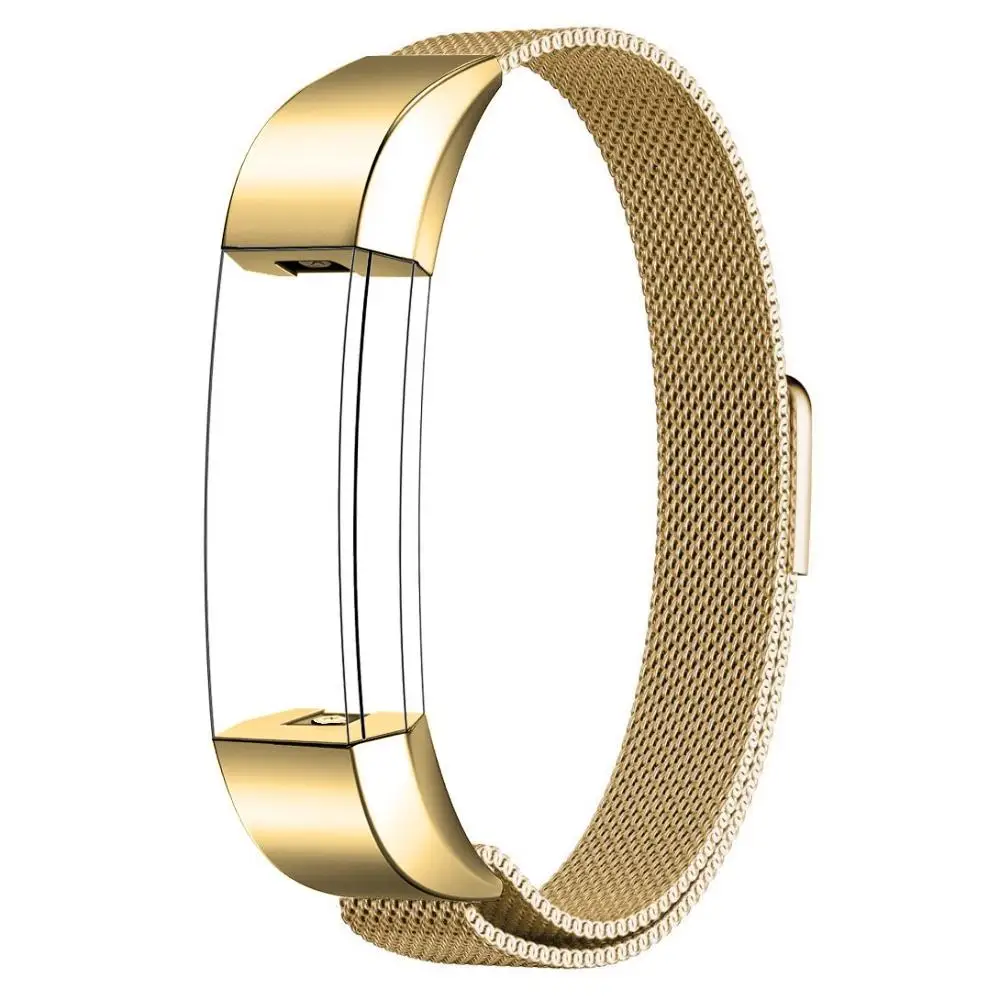 Для Fitbit Alta hr и браслеты «Alta», Сменная сетка, петля из нержавеющей стали, металлические полосы, маленькие Большие серебристые, розовые, золотые, черные - Цвет: Gold